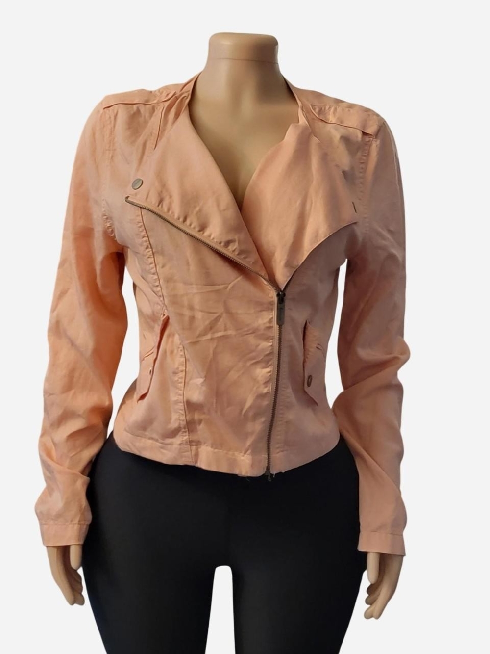 Sanctuary Peach Zip-Front Bomber Jacket